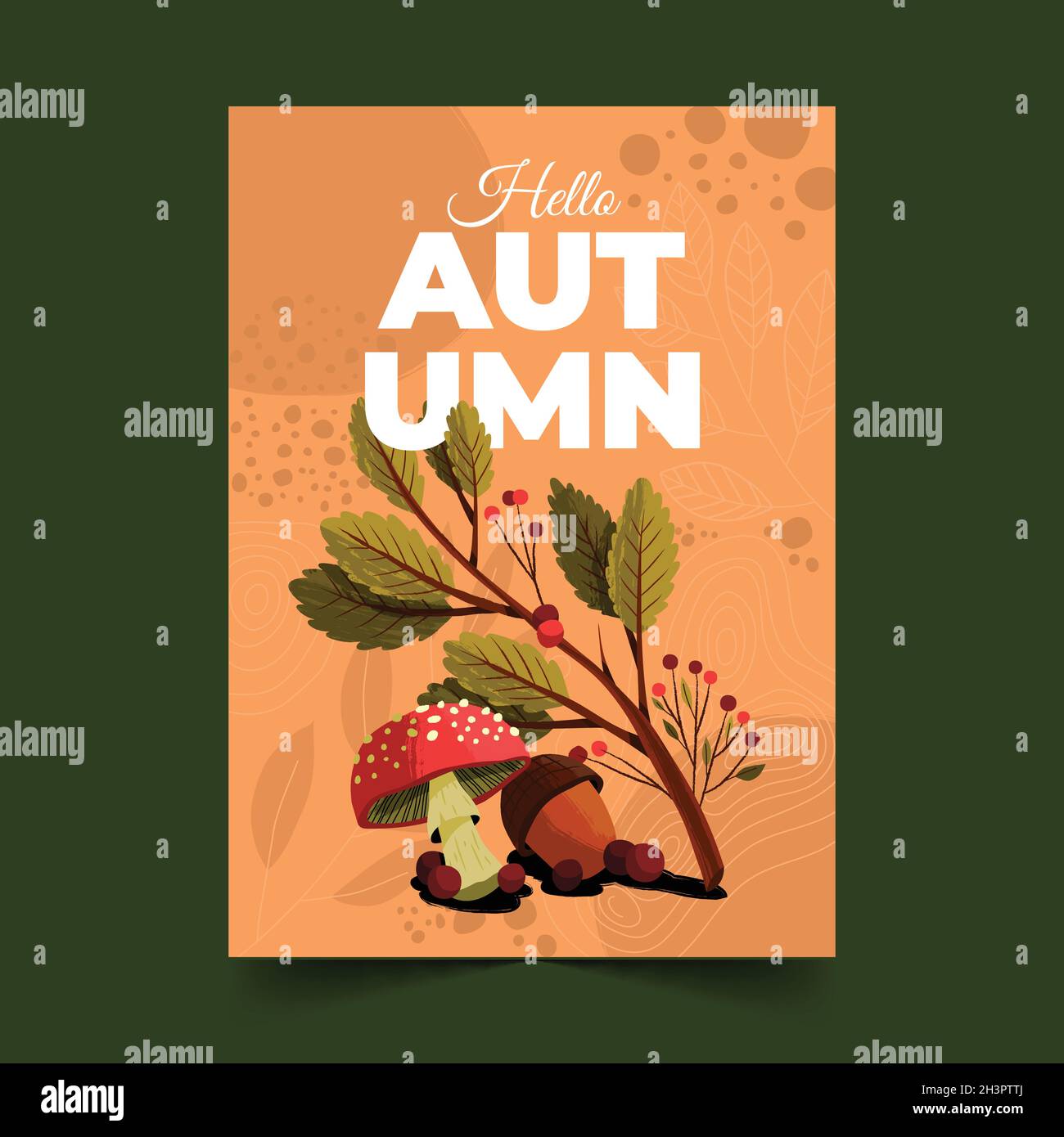 hand drawn autumn vertical poster template vector design illustration ...
