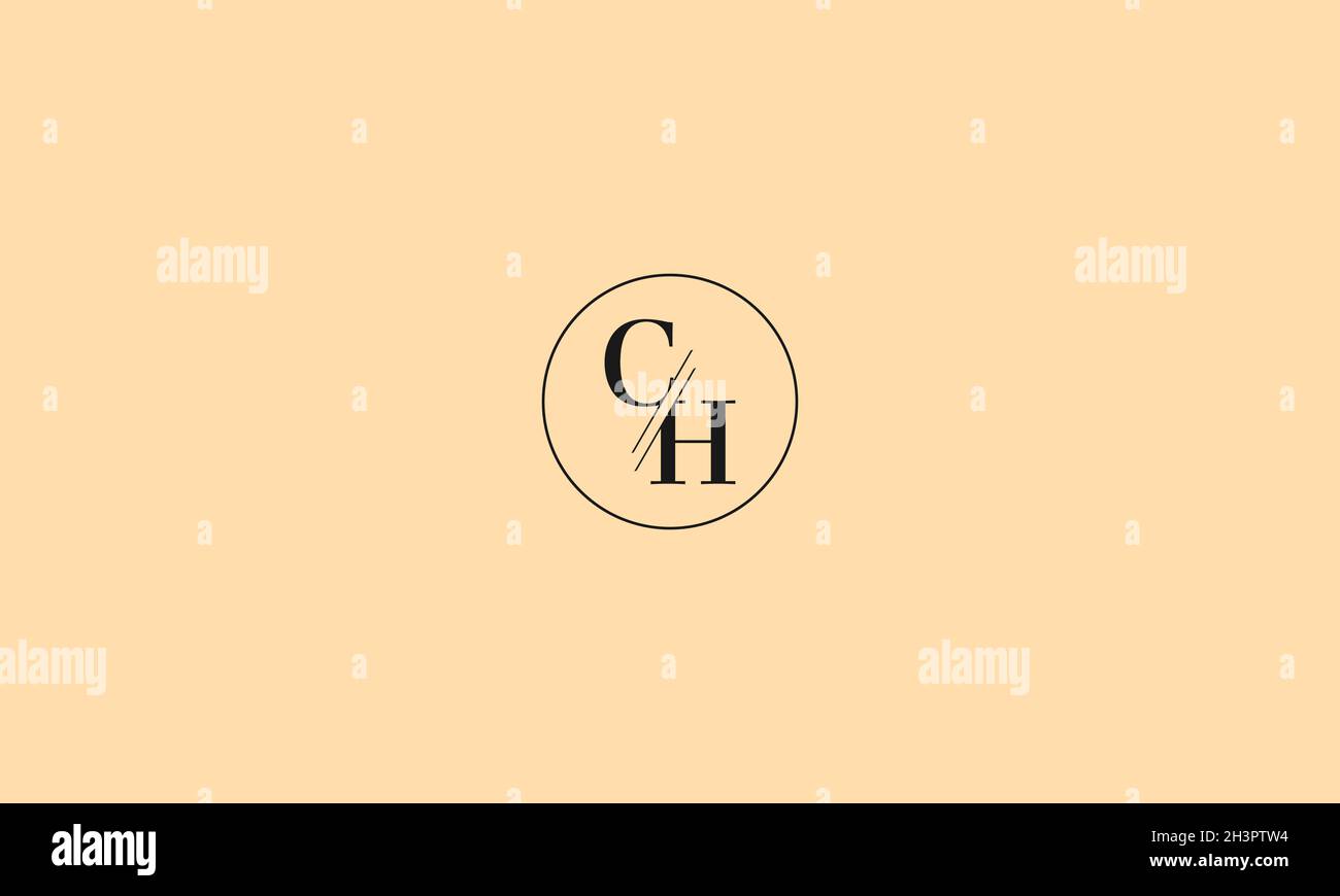 LETTERS CH LOGO DESIGN WITH NEGATIVE SPACE EFFECT FOR ILLUSTRATION USE Stock Vector