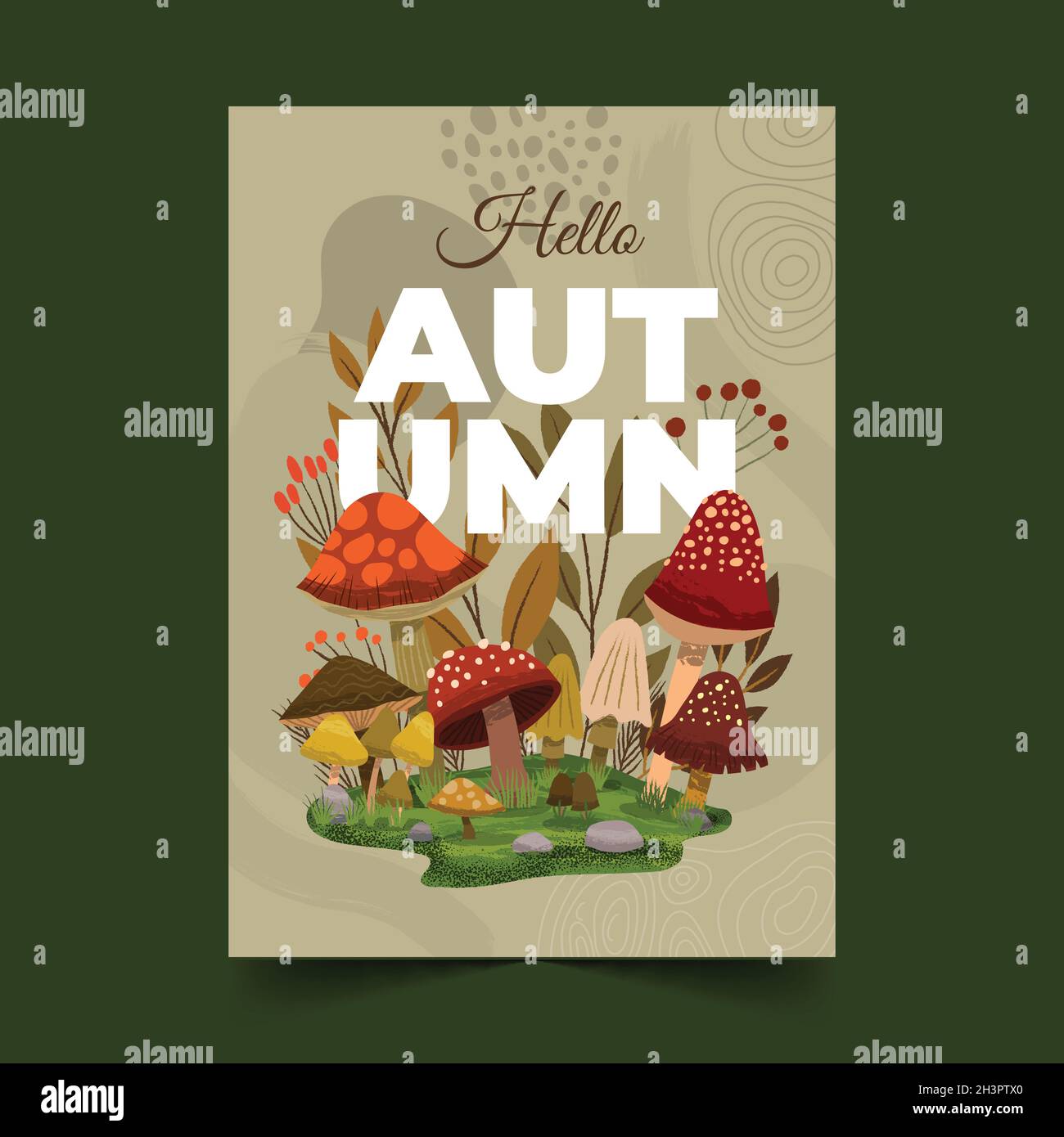 hand drawn autumn vertical poster template vector design illustration ...