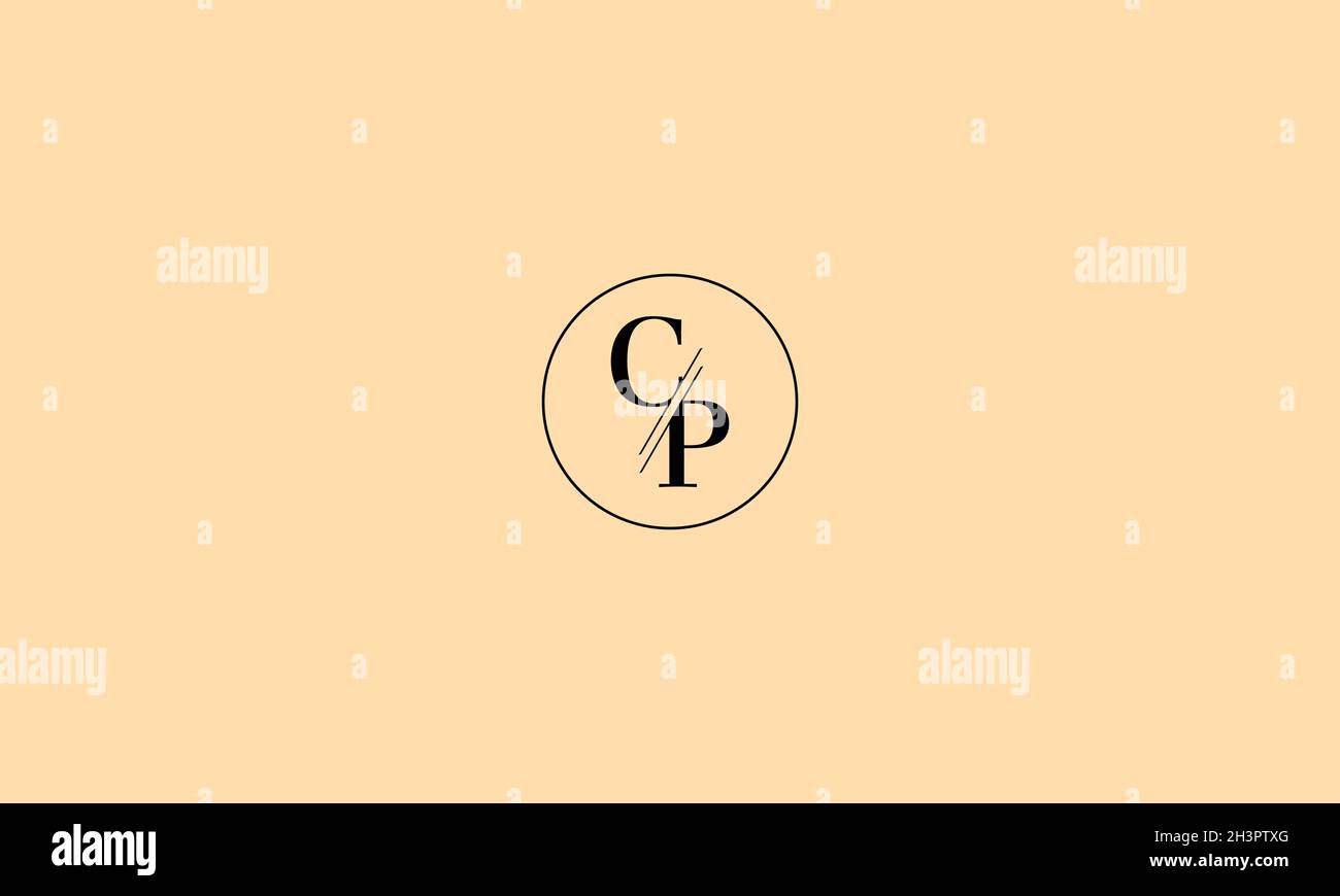 LETTERS CP LOGO DESIGN WITH NEGATIVE SPACE EFFECT FOR ILLUSTRATION USE Stock Vector