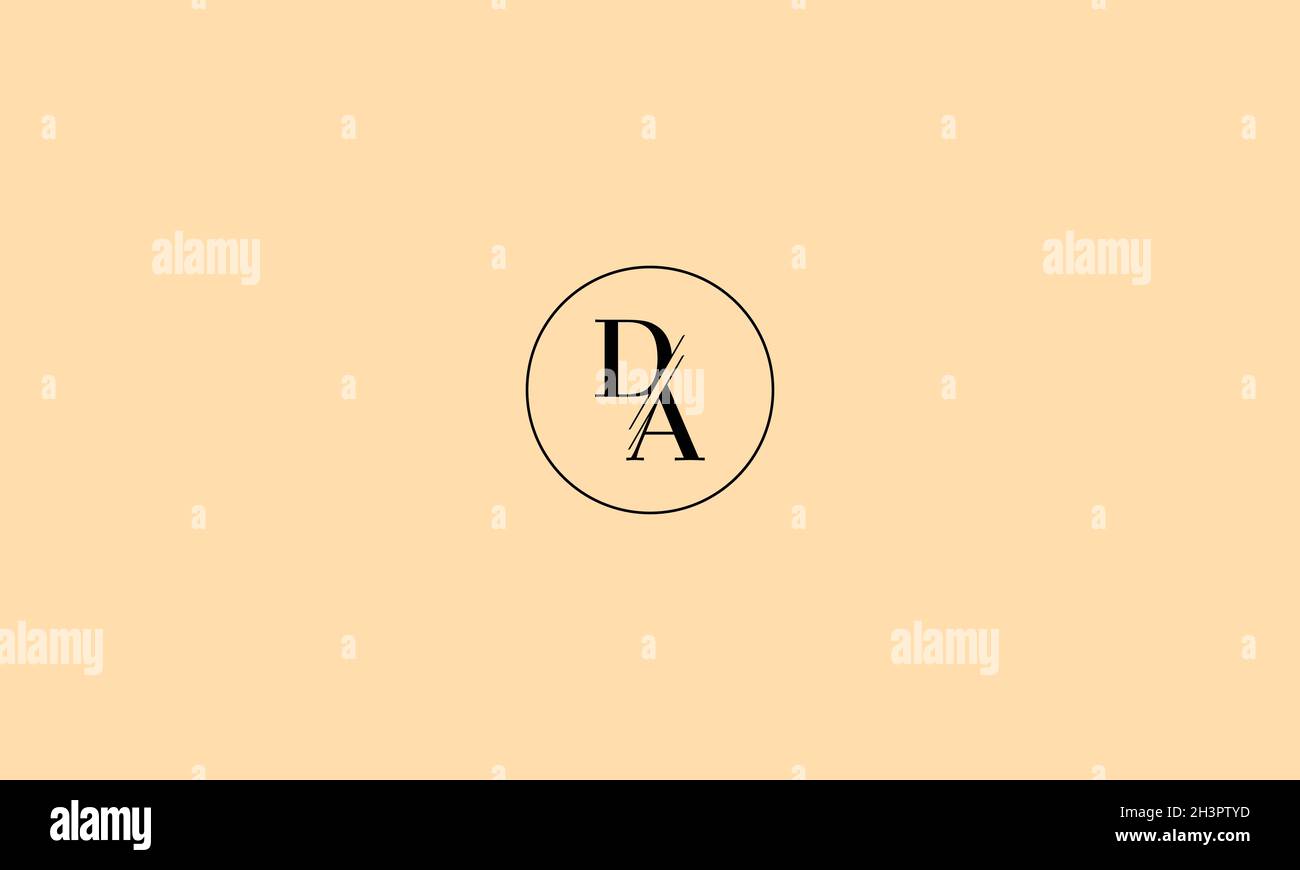 LETTERS DA LOGO DESIGN WITH NEGATIVE SPACE EFFECT FOR ILLUSTRATION USE Stock Vector