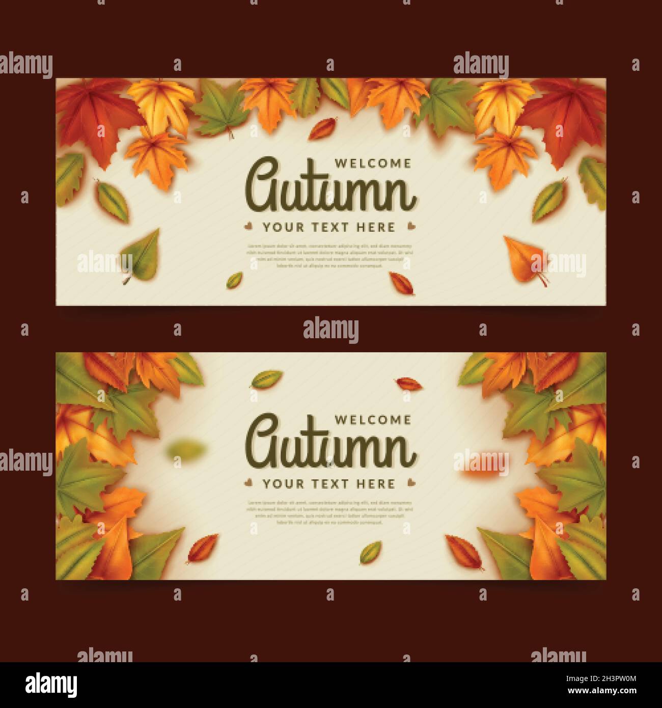 realistic autumn horizontal banners set vector design illustration ...