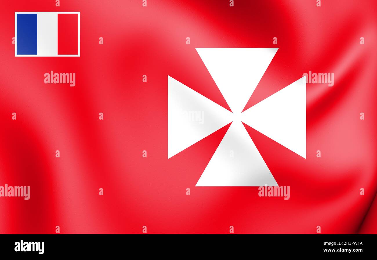 3D Flag of Uvea, Wallis And Futuna. 3D Illustration. Stock Photo