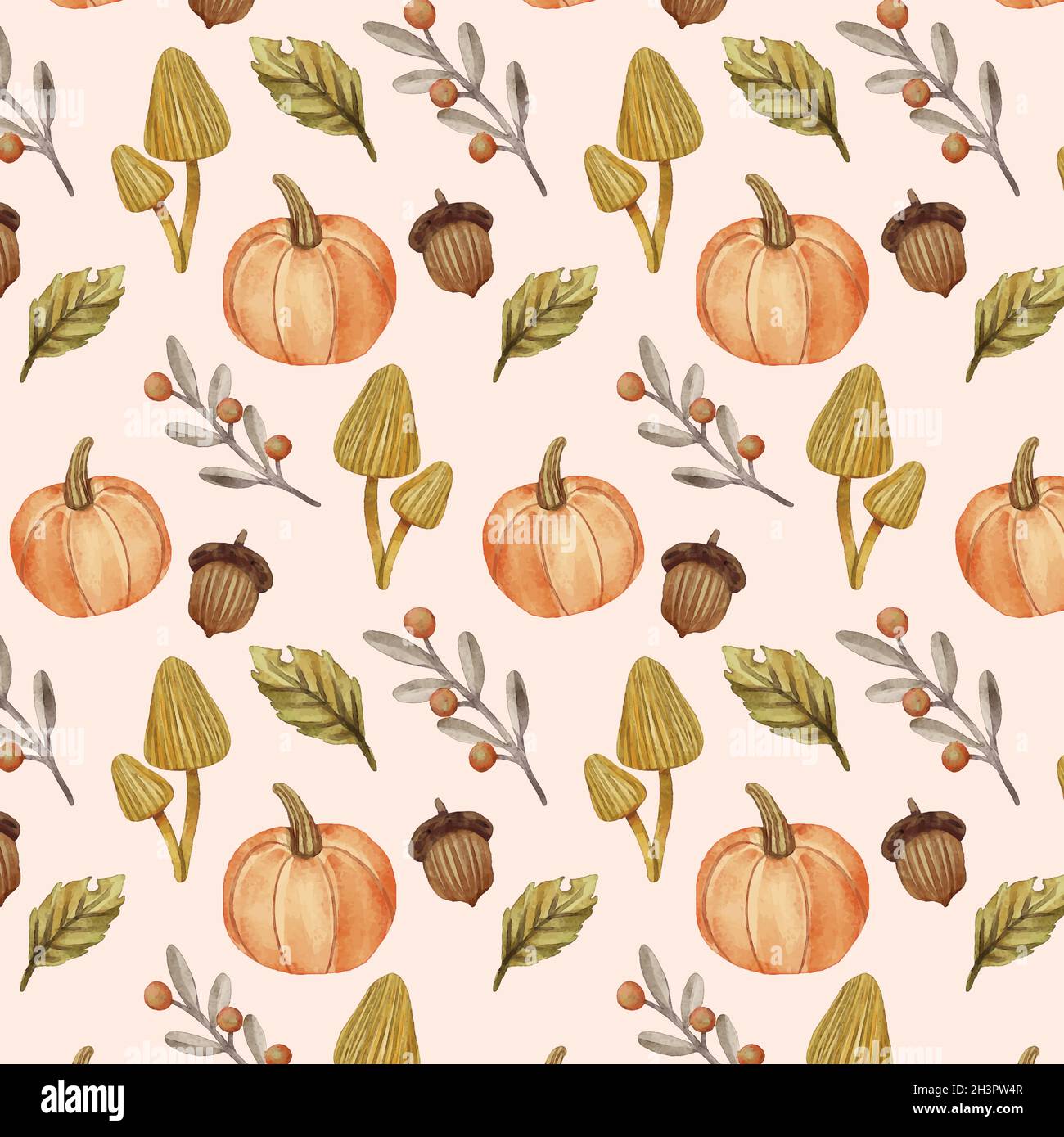 watercolor autumn pattern vector design illustration Stock Vector