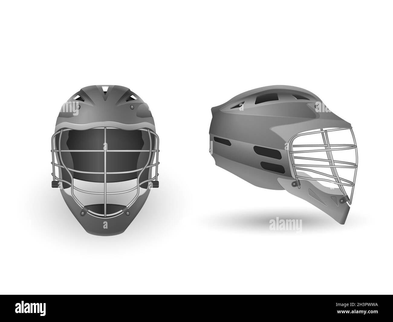 Lacrosse helmet set on a white background. Vector illustration Stock