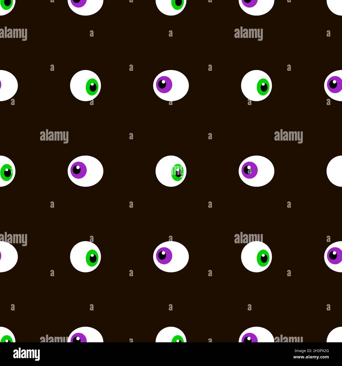Halloween seamless pattern with eyes on black background. Flat vector ...