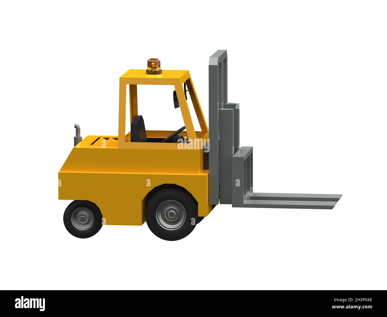 3d Lowpoly Icon Forklift Truck Loader Cartoon Style Isolated on White Background Stock Photo