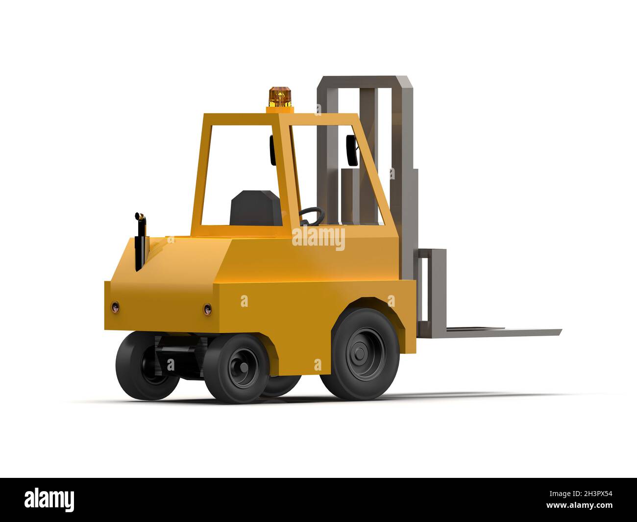 3d Lowpoly Icon Forklift Truck Loader Cartoon Style Isolated on White Background Stock Photo