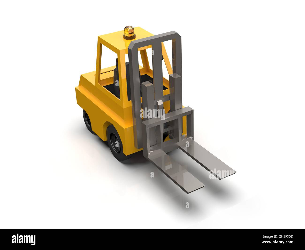 3d Lowpoly Icon Forklift Truck Loader Cartoon Style Isolated on White Background Stock Photo