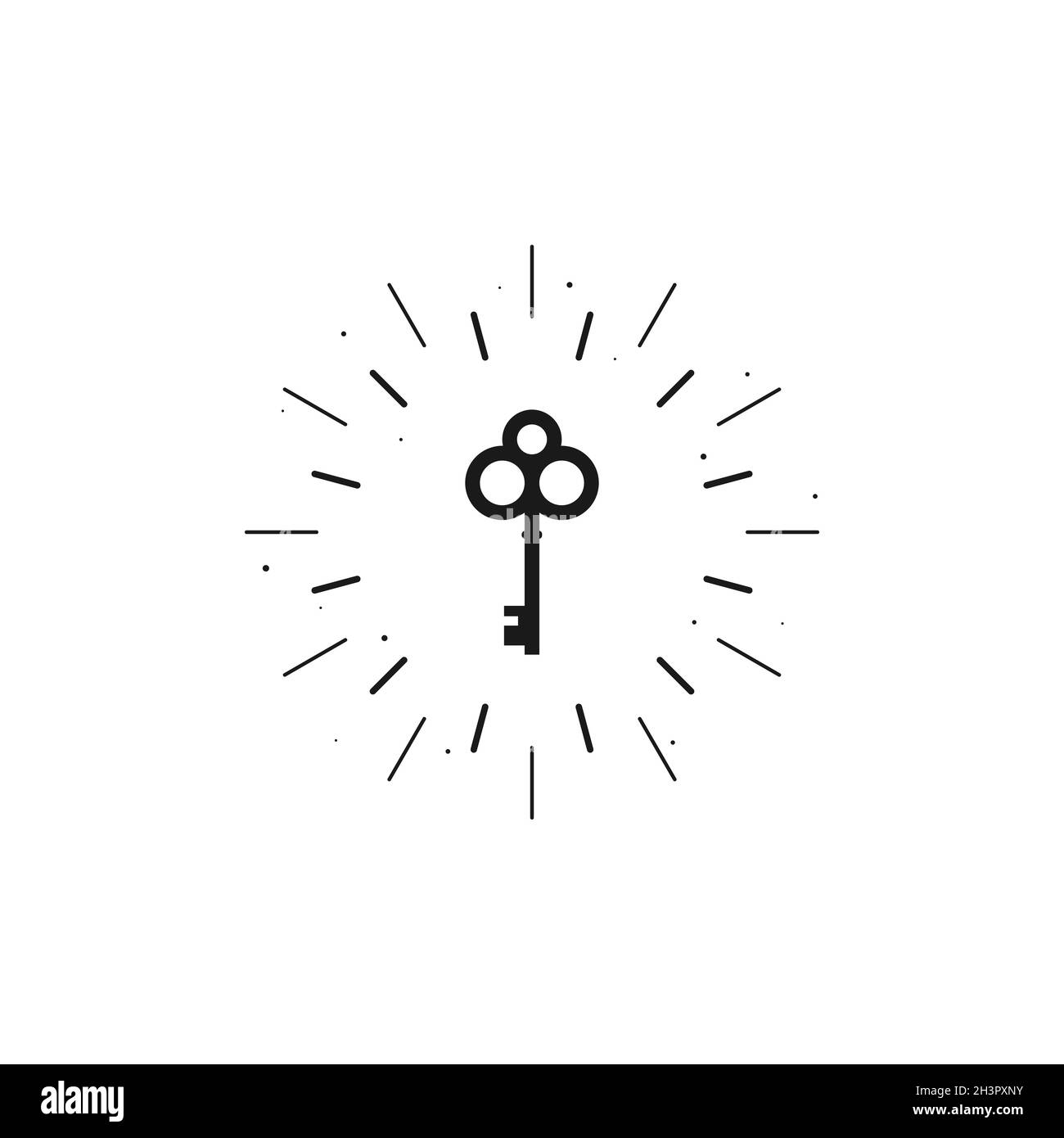 Shining vintage key icon. Mystery, clue and magic symbol. Help, hint