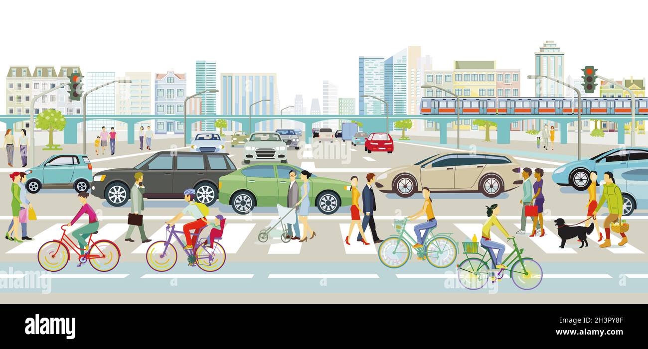 City road traffic pedestrians hi-res stock photography and images - Alamy