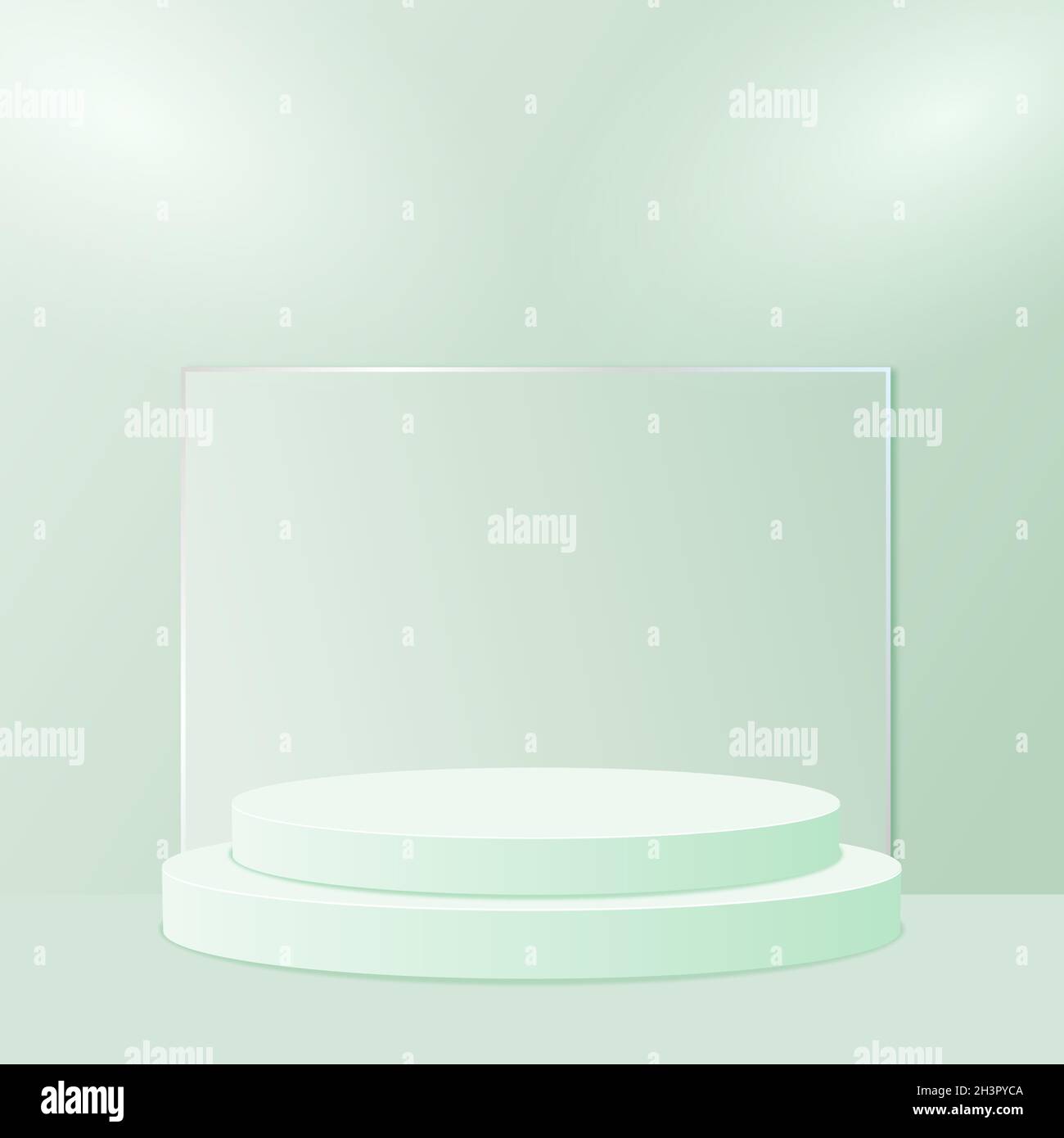 Green background studio, with a round podium - Vector Stock Photo - Alamy