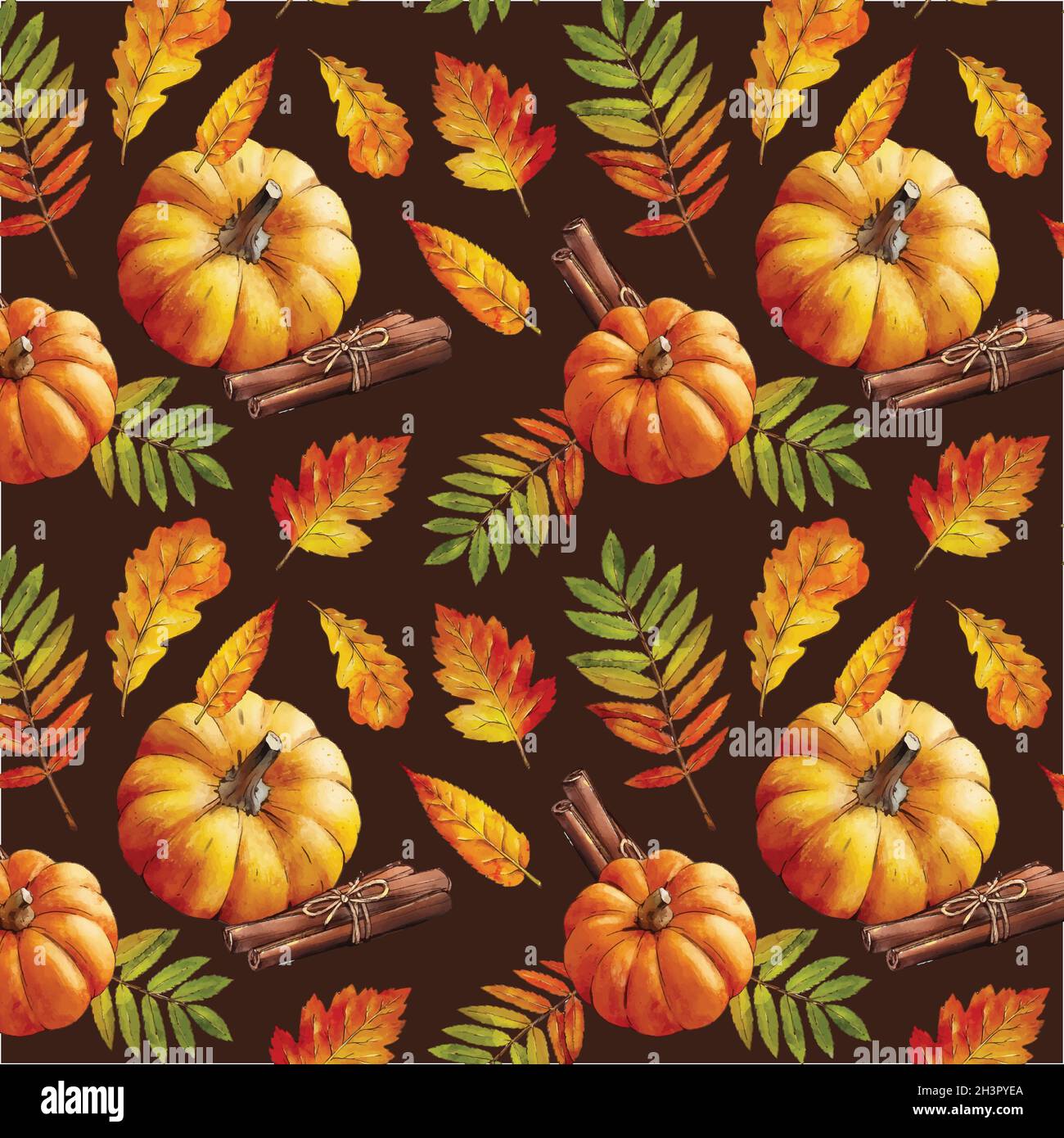 watercolor autumn pattern vector design illustration Stock Vector