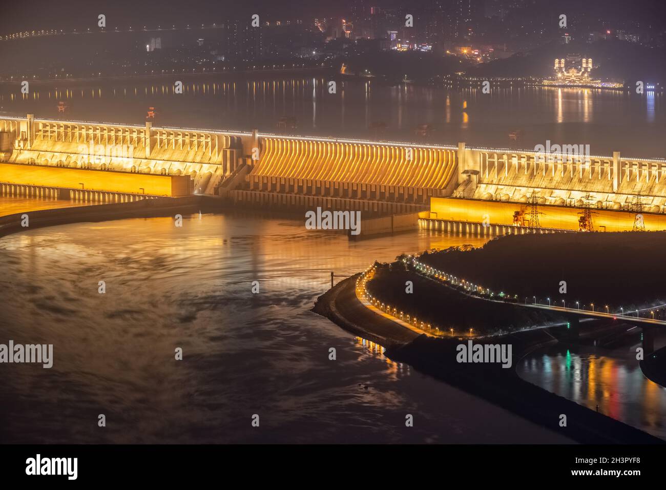 Three gorges dam at night Stock Photo