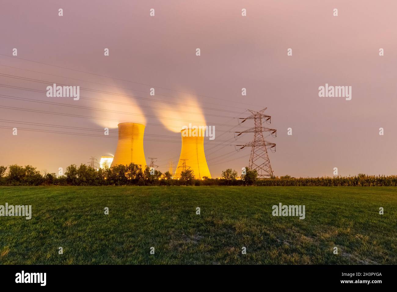 Power plant at night Stock Photo - Alamy