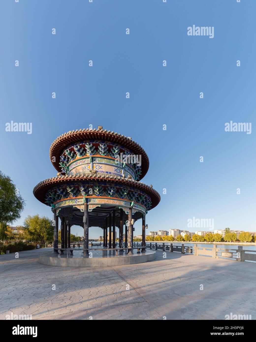 Traditional old pavilion by the river Stock Photo