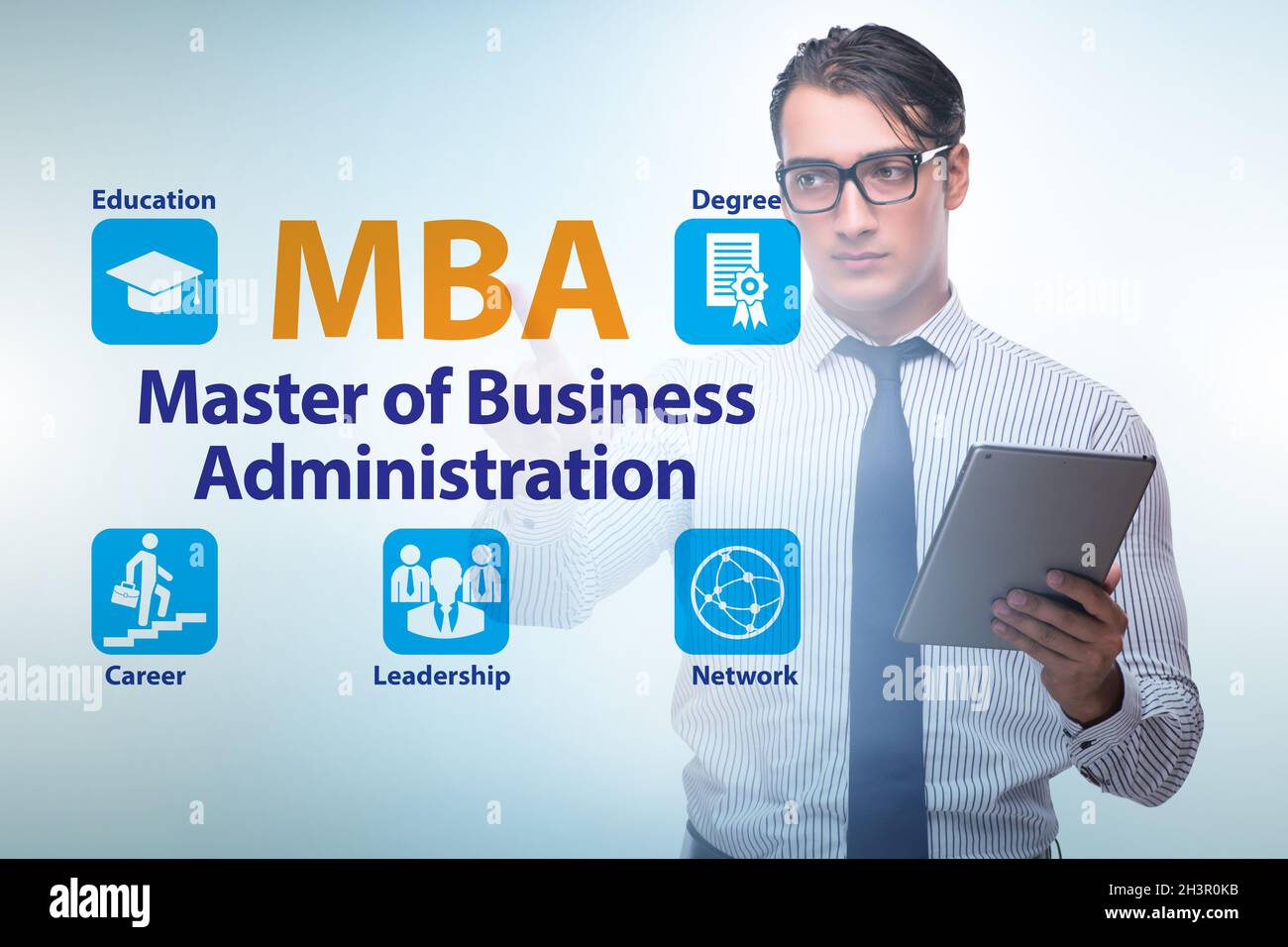 Businessman in Master of business administration concept Stock Photo ...