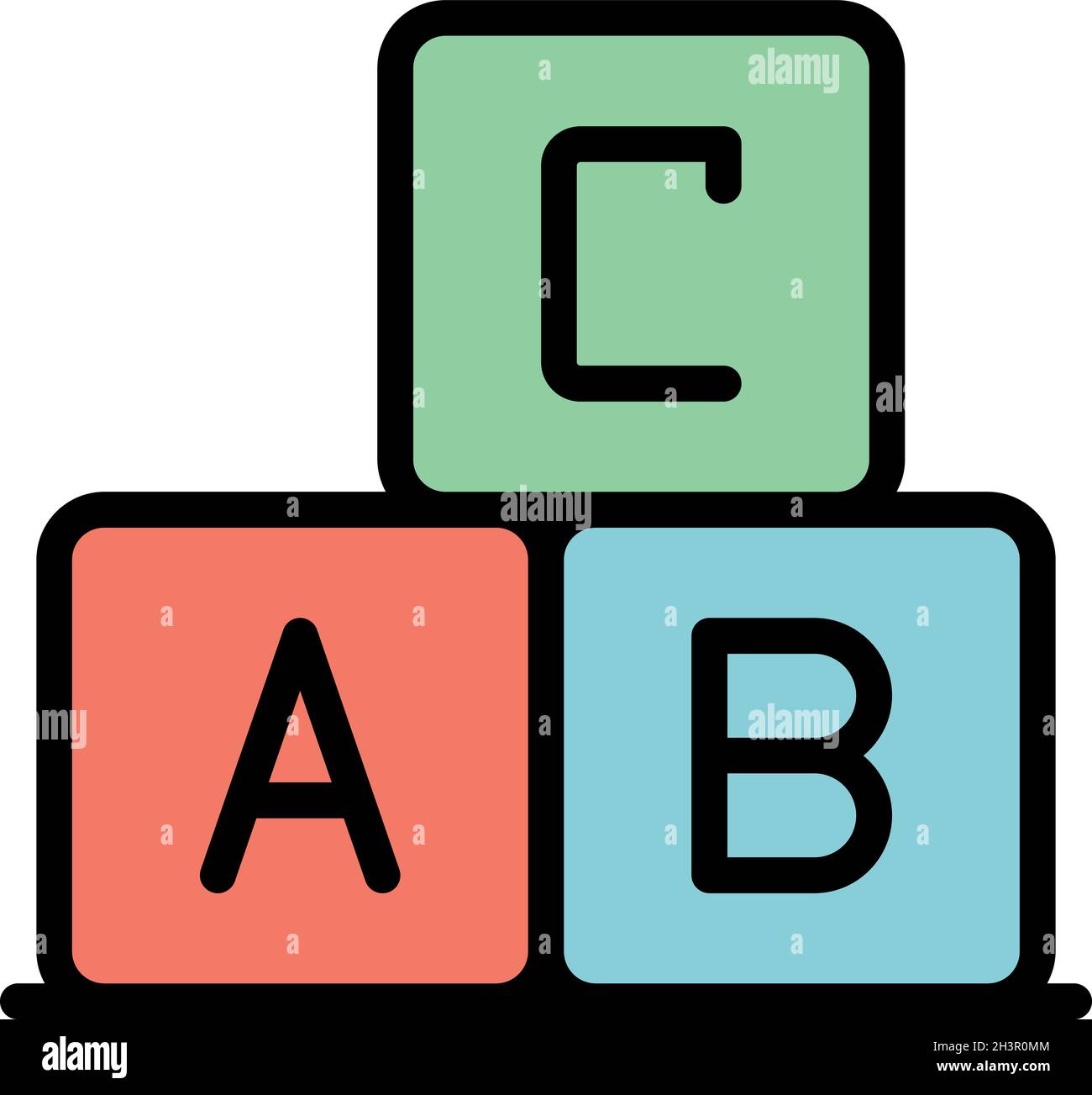 Inclusive education cubes icon. Outline inclusive education cubes vector icon color flat isolated Stock Vector