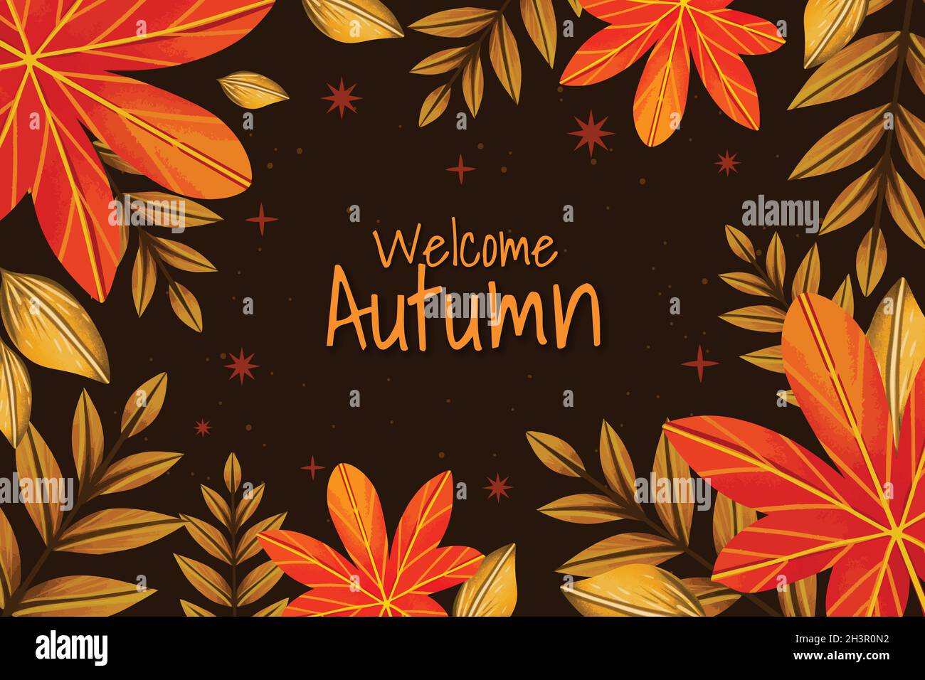 watercolor autumn background with leaves vector design illustration ...