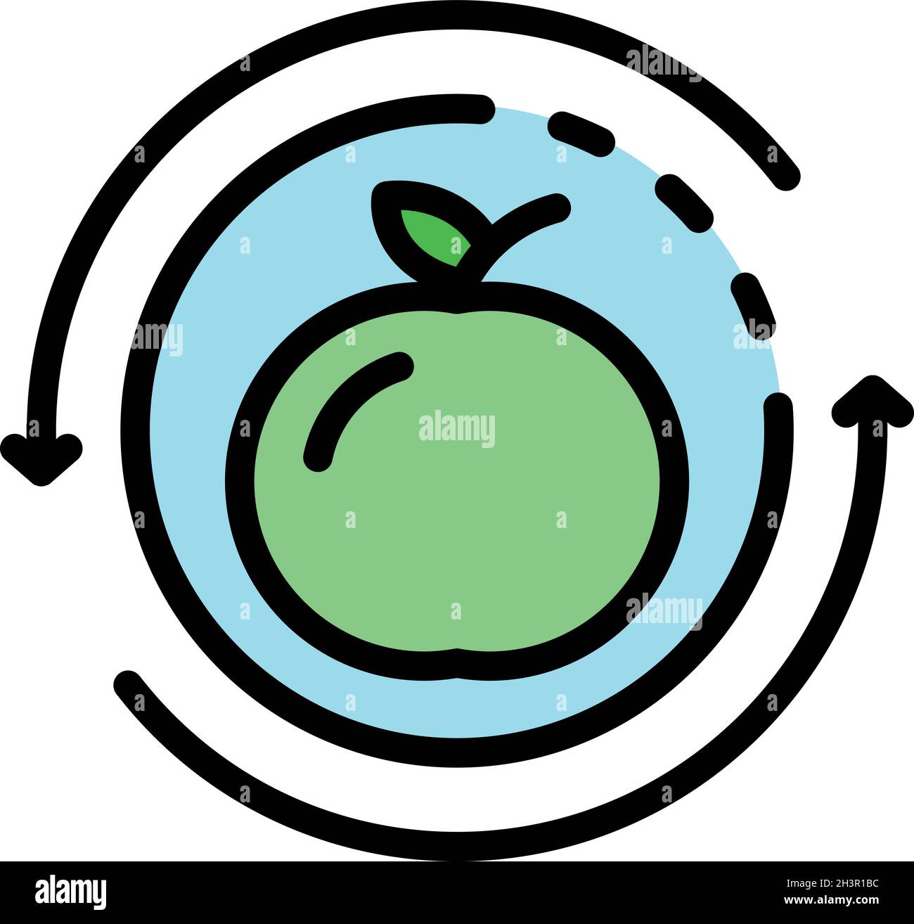 Fruit apple digestion icon. Outline fruit apple digestion vector icon