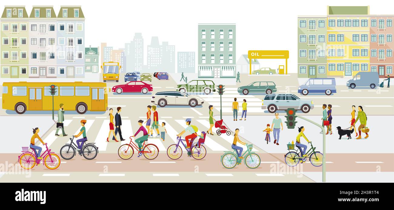 City road traffic pedestrians hi-res stock photography and images - Alamy
