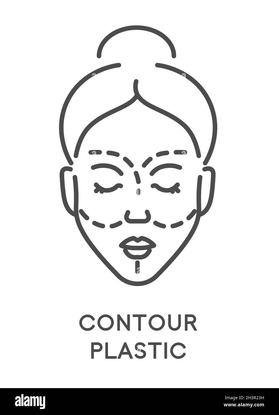 Contour plastic, woman beauty procedure or surgery, isolated icon Stock Vector