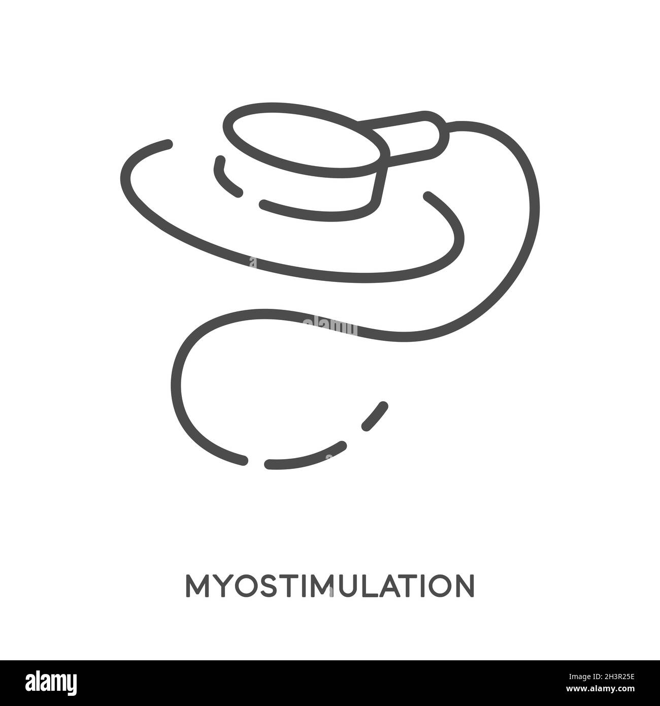 Myostimulation or electrical muscle stimulator, isolated linear icon Stock Vector