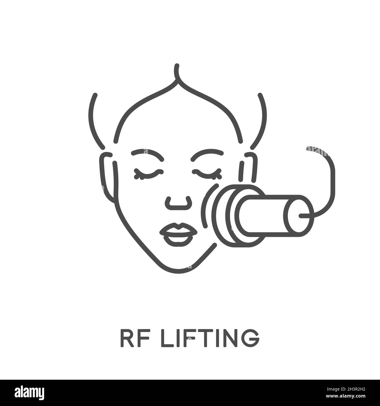 Woman face rf lifting, beauty procedure and rejuvenation isolated icon Stock Vector
