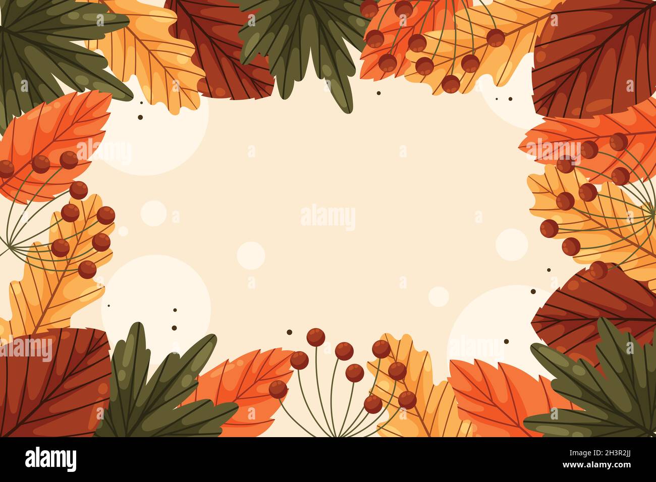 hand drawn flat autumn background with leaves vector design illustration Stock Vector