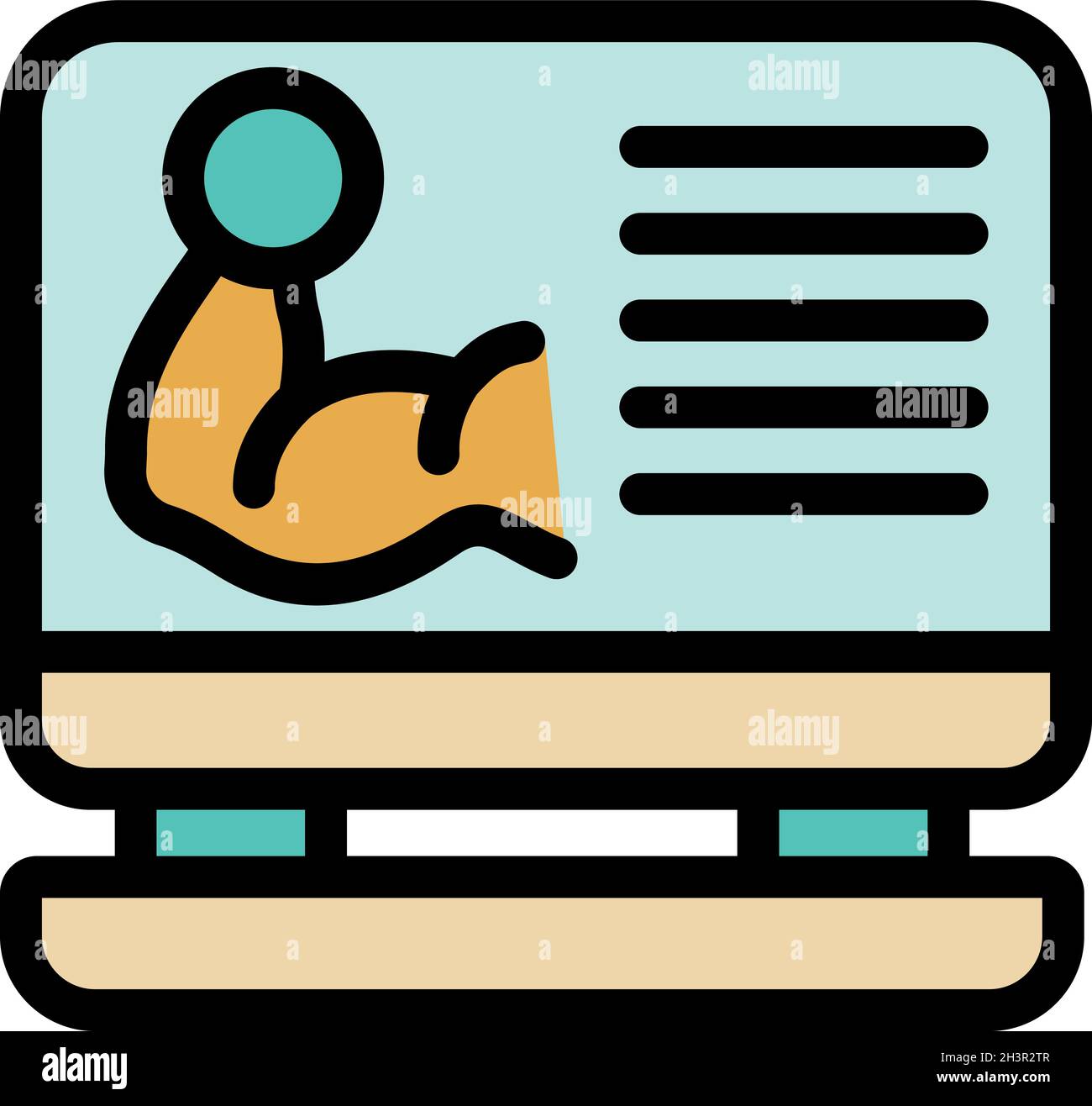 Fitness program icon. Outline fitness program vector icon color flat ...
