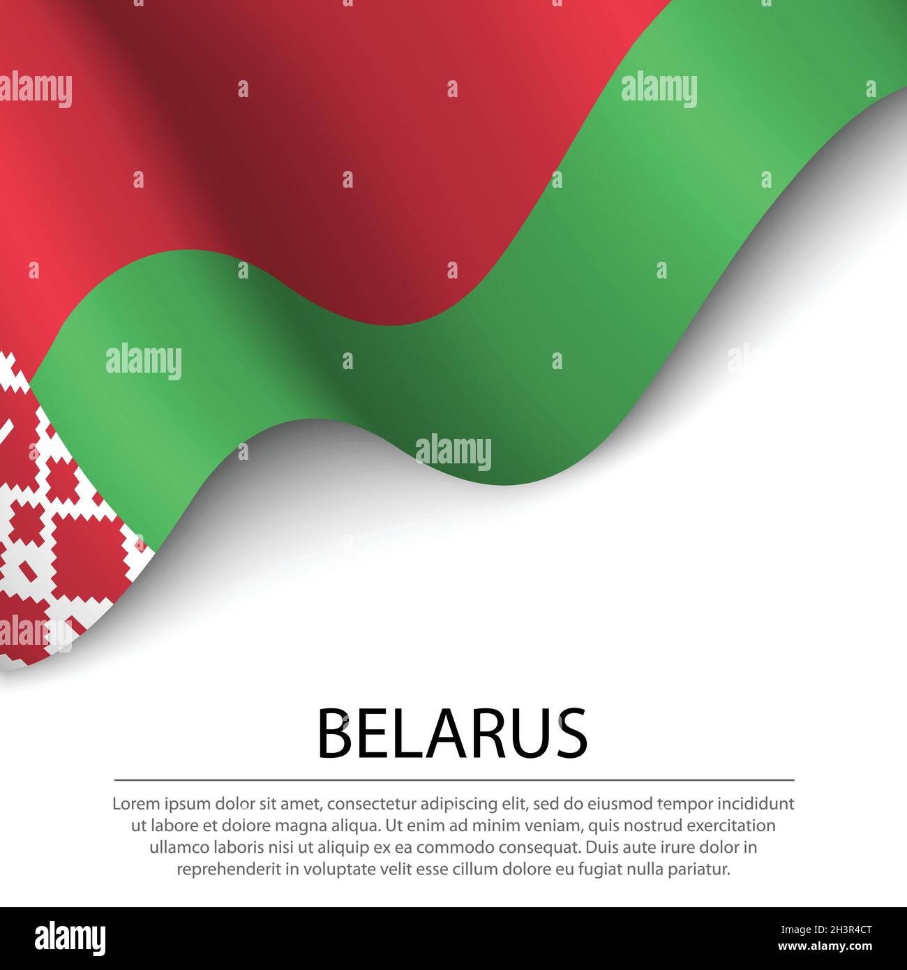 Waving flag of Belarus on white background. Banner or ribbon vector ...