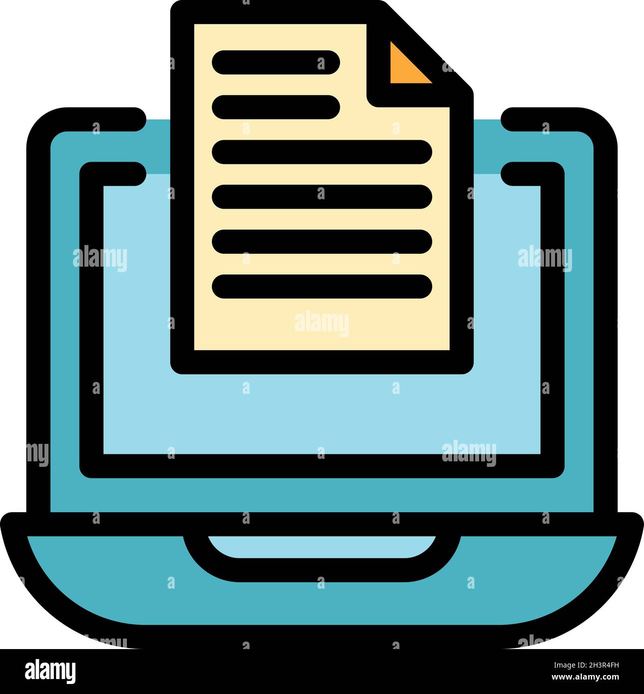 Laptop secured data icon. Outline laptop secured data vector icon color flat isolated Stock Vector