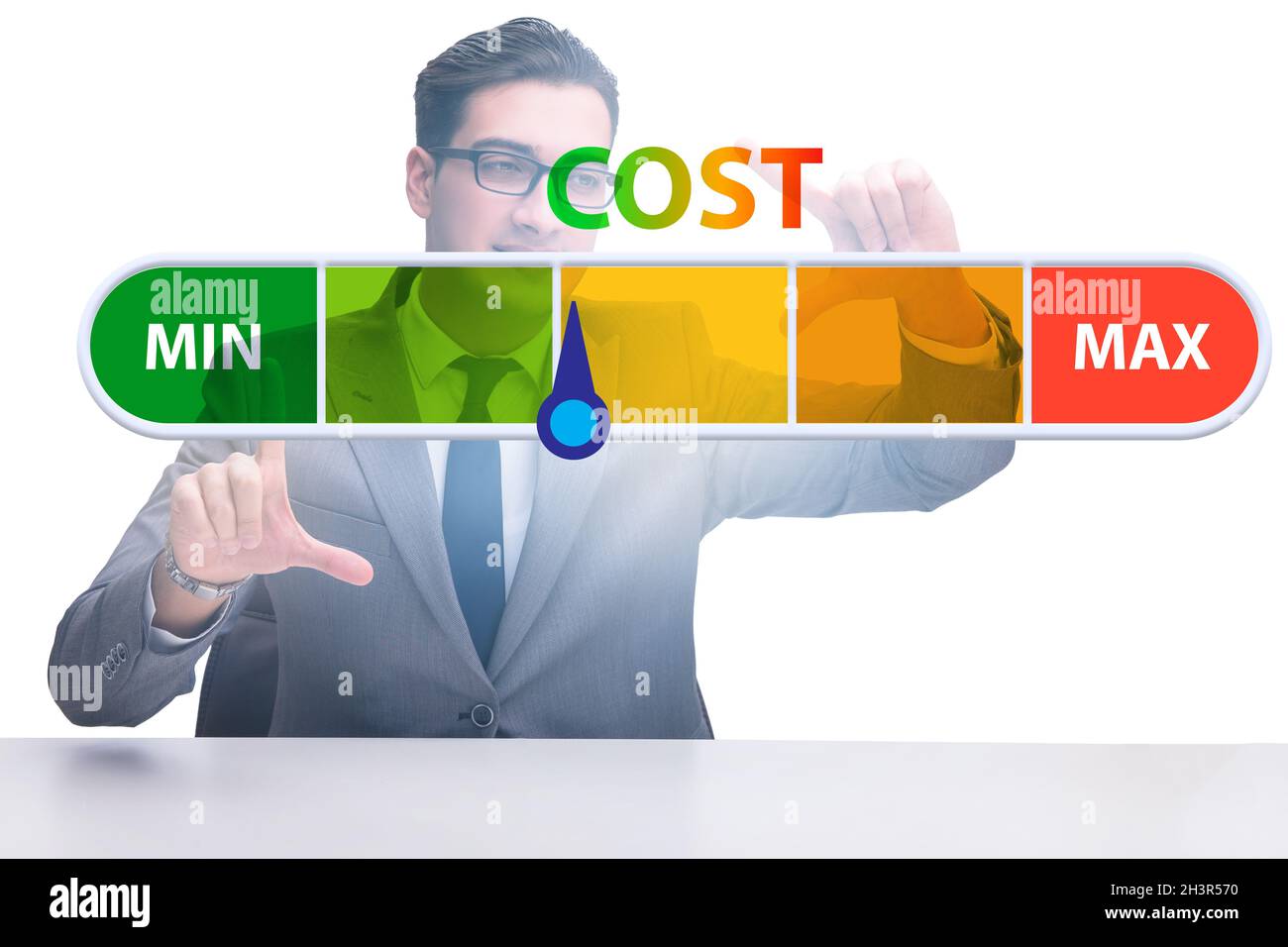 Businessman in cost management concept Stock Photo