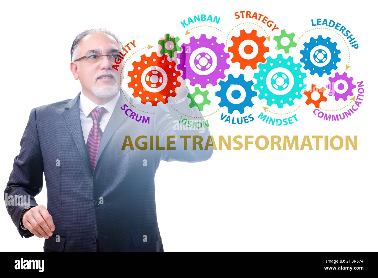 Businessman in agile transformation concept Stock Photo
