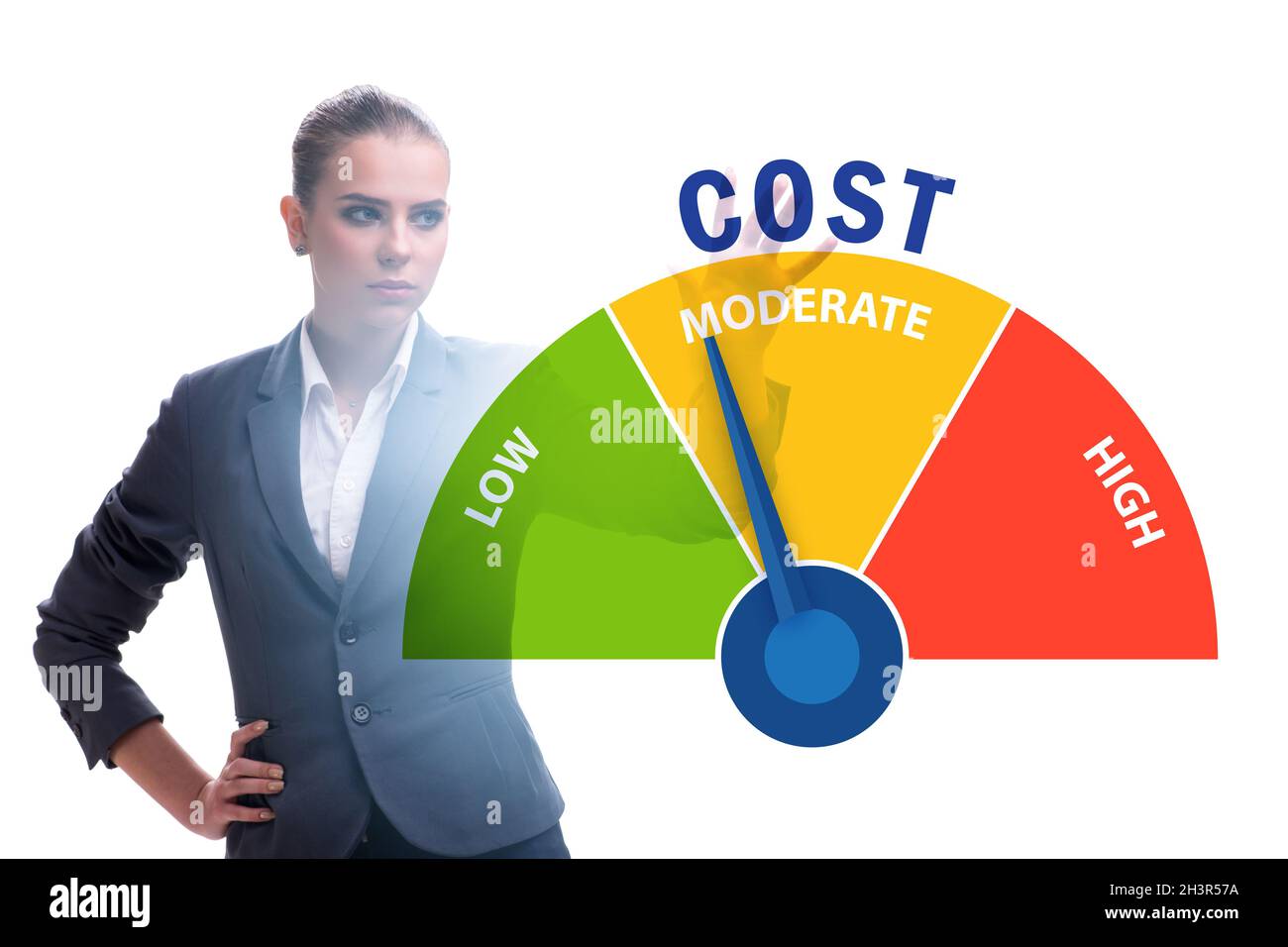 Businesswoman in cost management concept Stock Photo