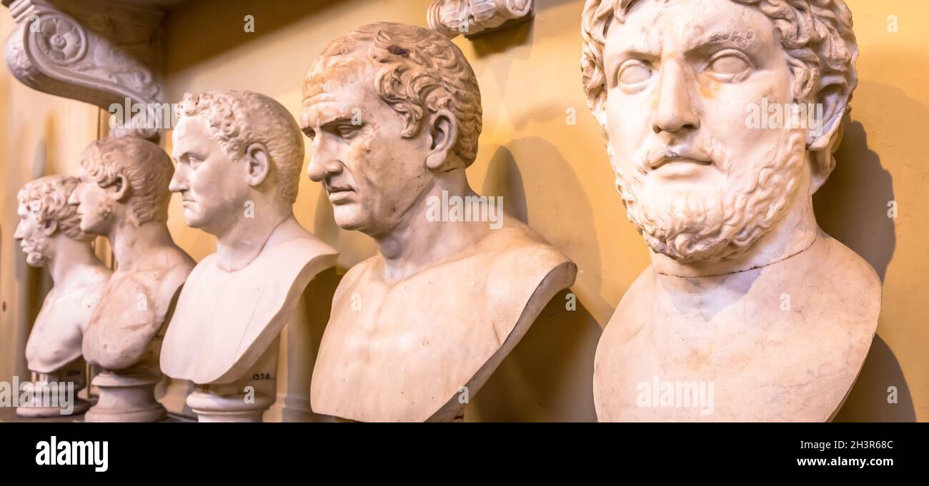Classic statues perspective in Vatican Museum, Vatican City, Rome Stock Photo