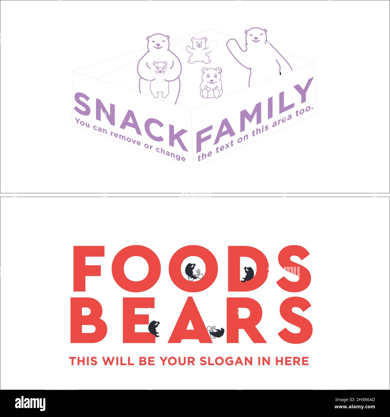 Modern food snack business animal bear family logo design Stock Vector