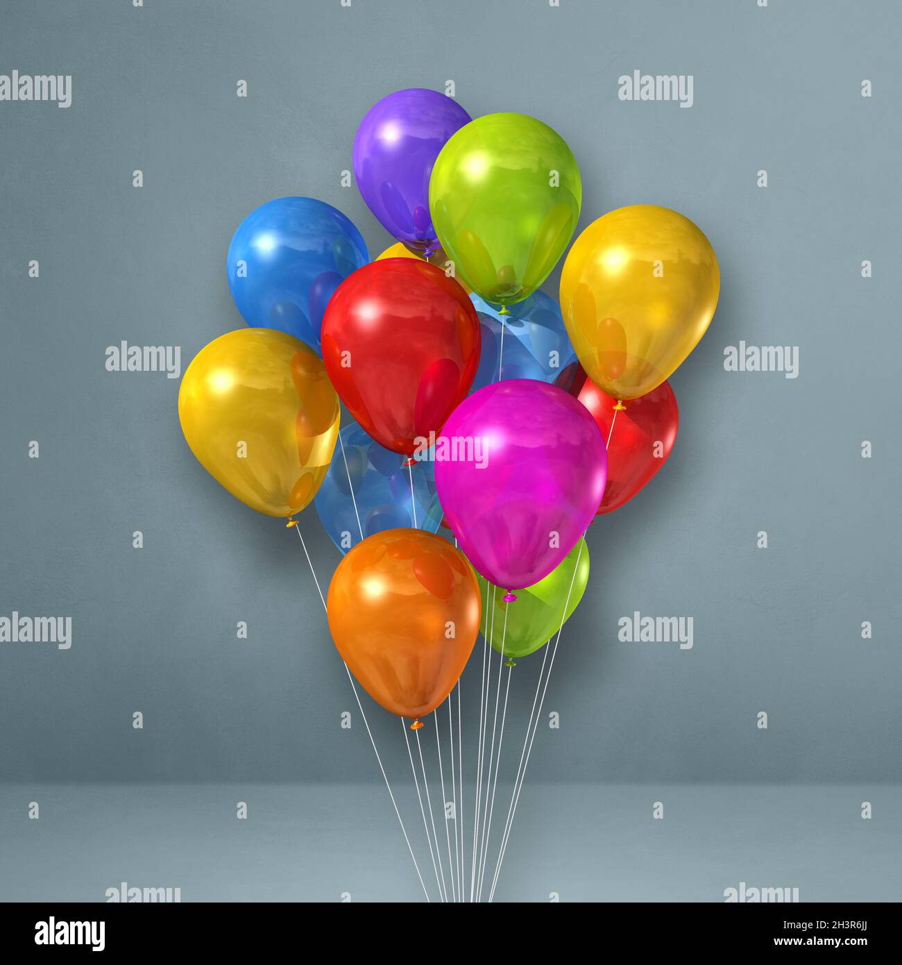 Colorful balloons bunch on a grey wall background Stock Photo - Alamy