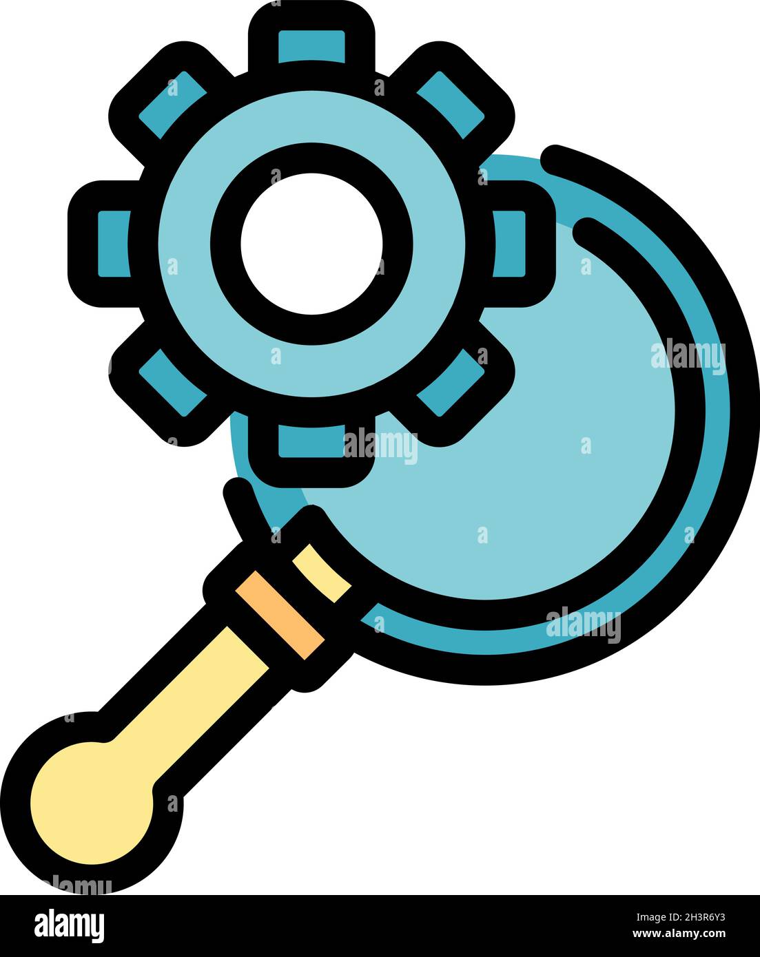 Gear magnifier remote access icon. Outline gear magnifier remote access ...