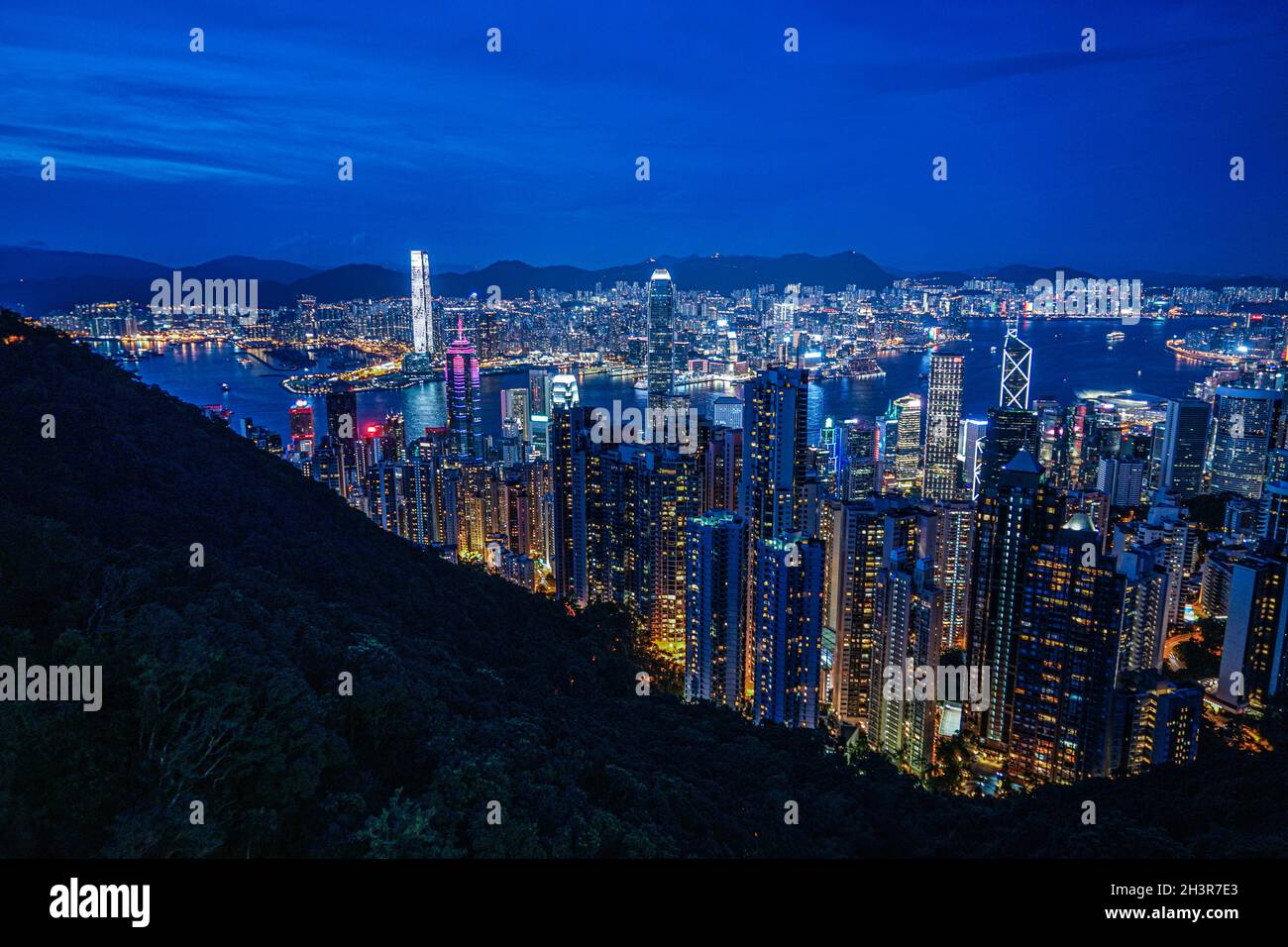 Hong Kong night view seen from Victoria Peak Stock Photo - Alamy