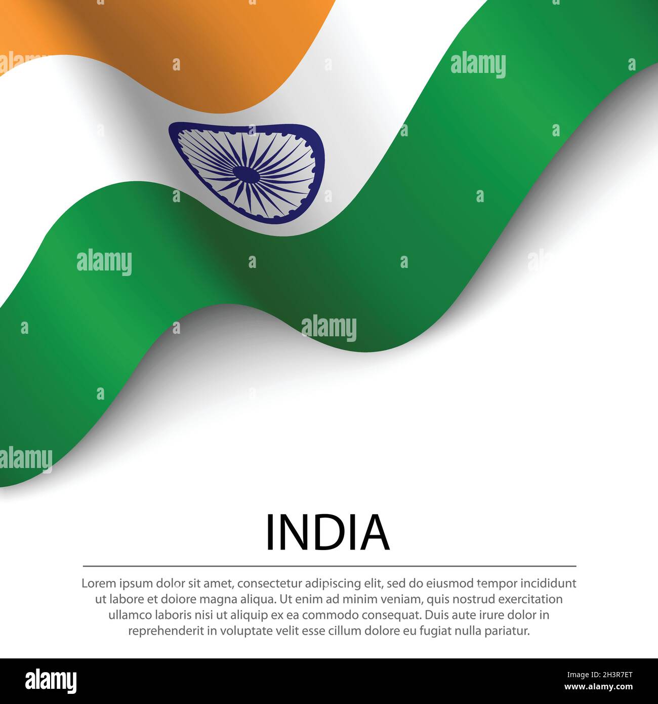 Waving flag of India on white background. Banner or ribbon vector ...