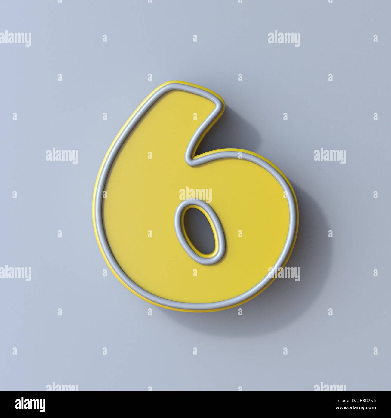 Yellow cartoon font Number 6 SIX 3D Stock Photo - Alamy