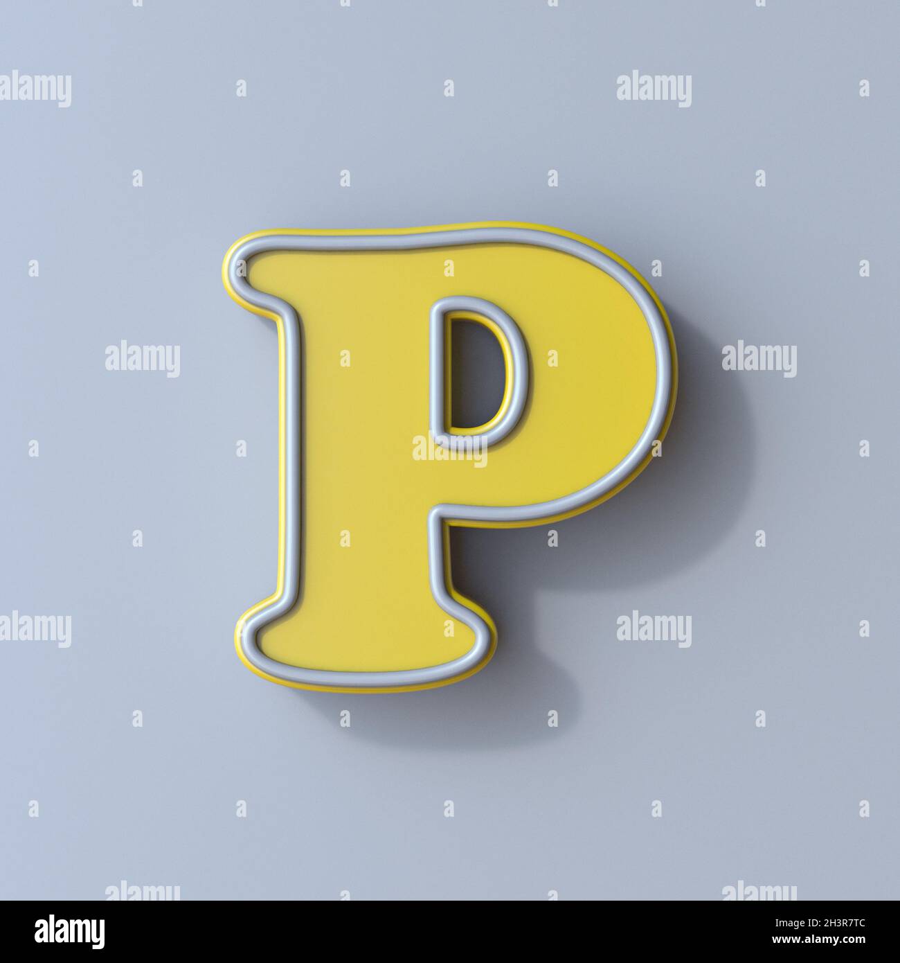 Yellow cartoon font Letter P 3D Stock Photo
