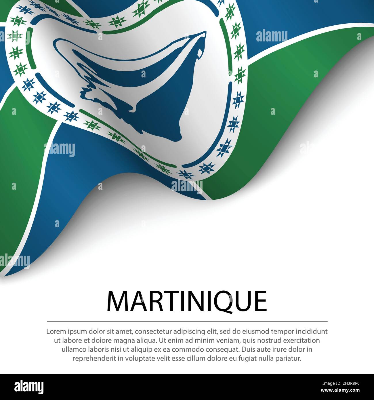 Waving flag of Martinique on white background. Banner or ribbon vector