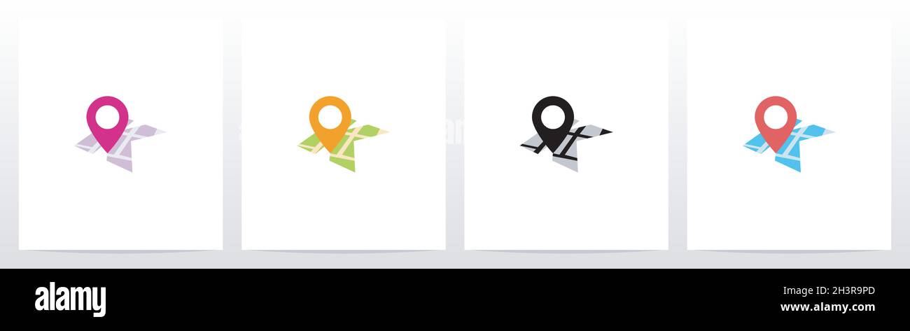 Location Pin On Letter Logo Design K Stock Vector