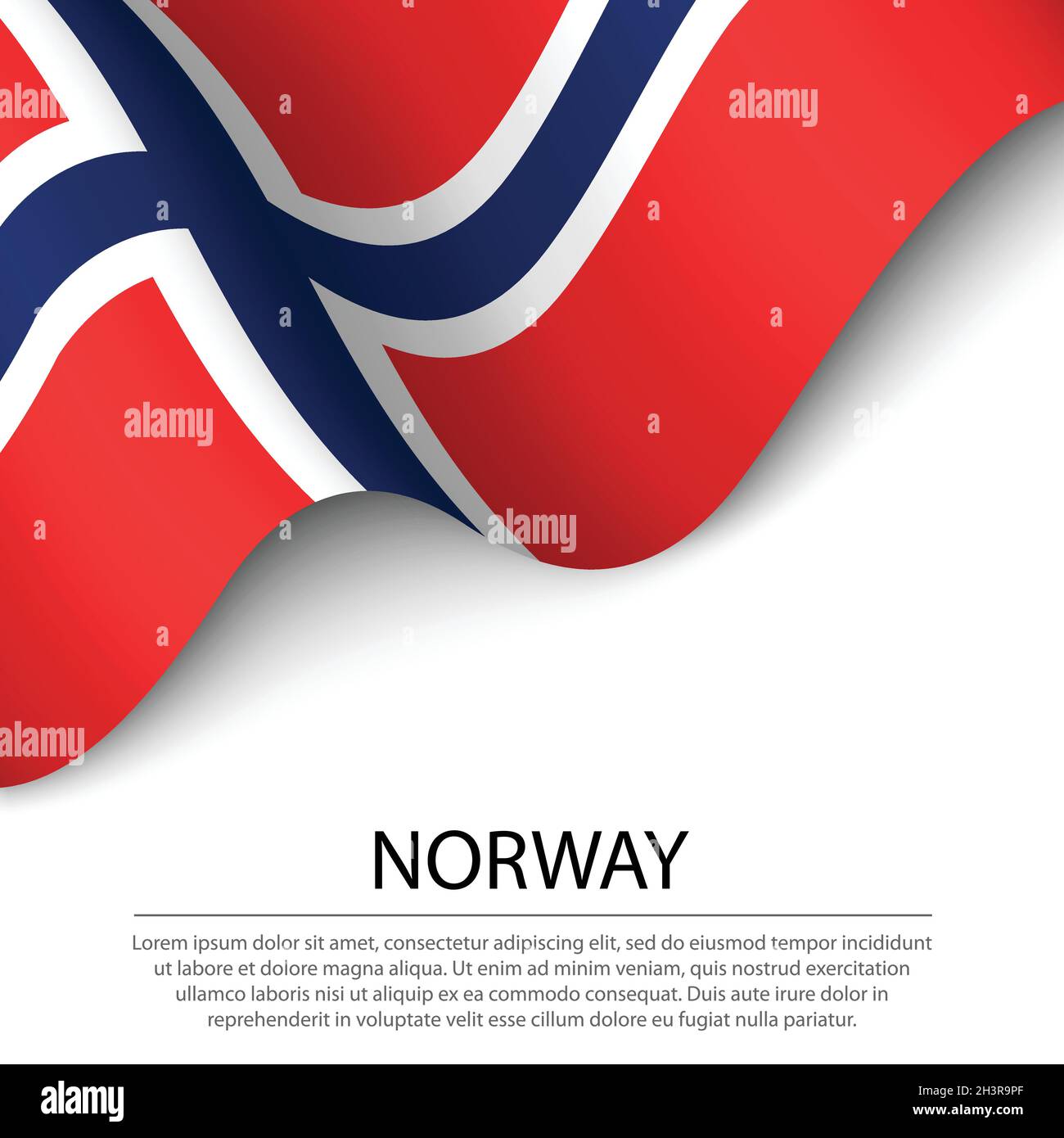 Waving flag of Norway on white background. Banner or ribbon vector ...