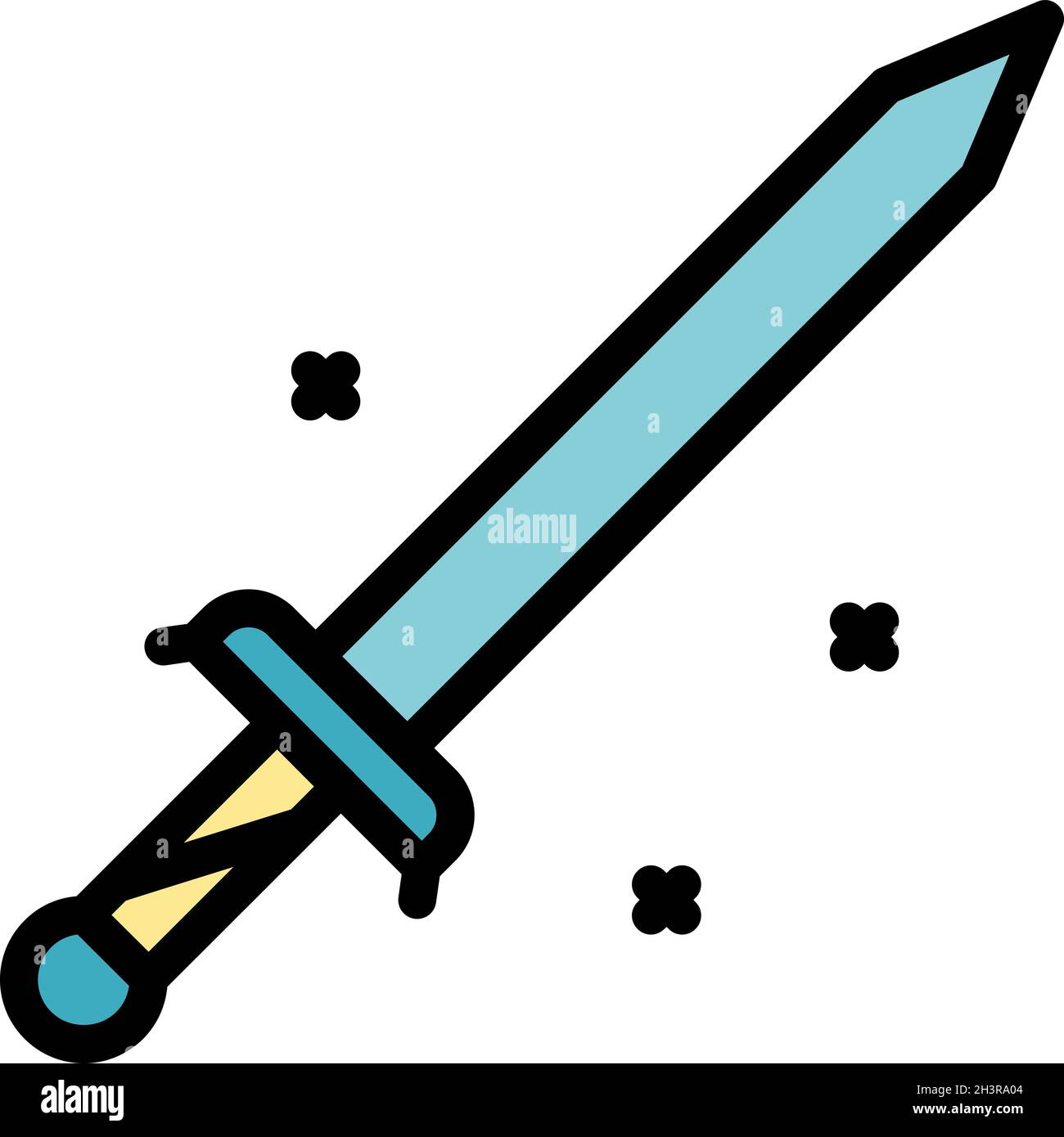 Blacksmith sword icon. Outline blacksmith sword vector icon color flat isolated Stock Vector