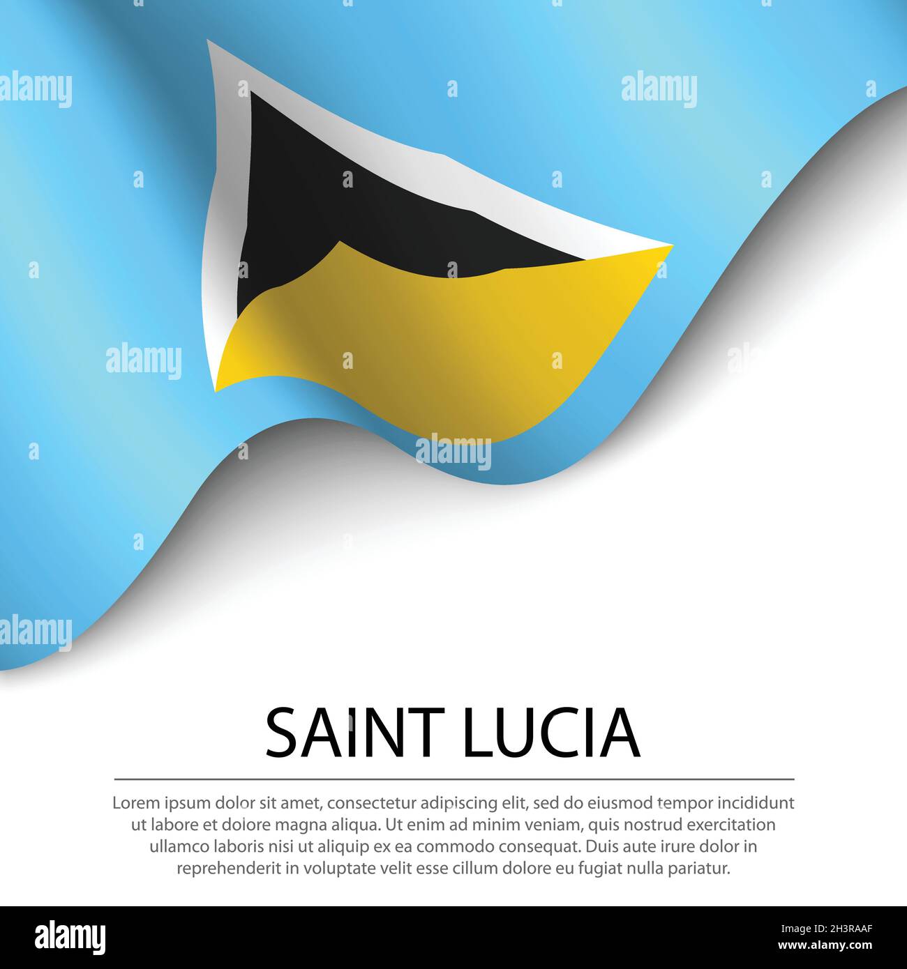 Waving flag of Saint Lucia on white background. Banner or ribbon vector template for independence day Stock Vector