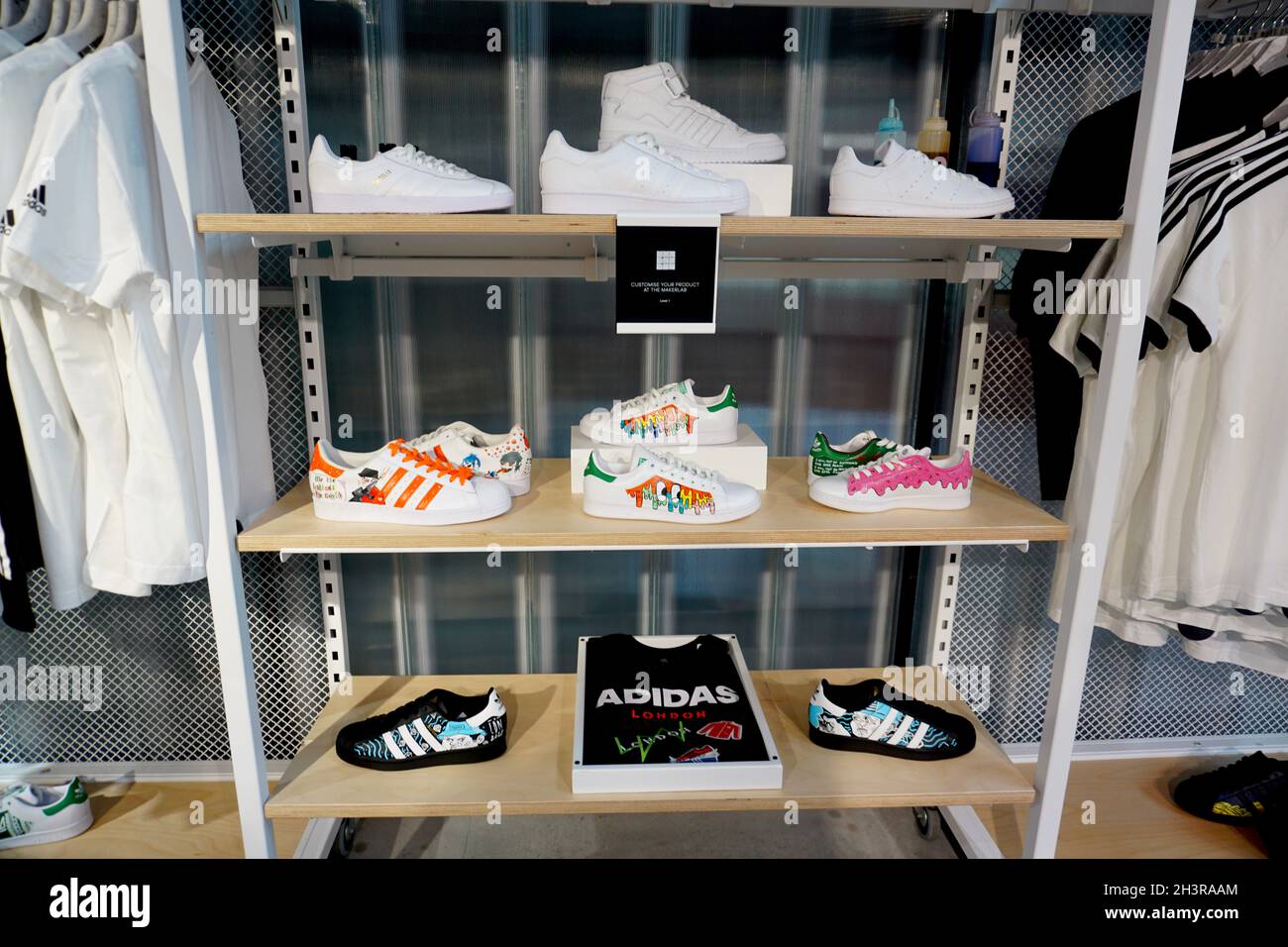 Trainers on display in the Adidas Store on Oxford Street, London,United  Kingdom Stock Photo - Alamy