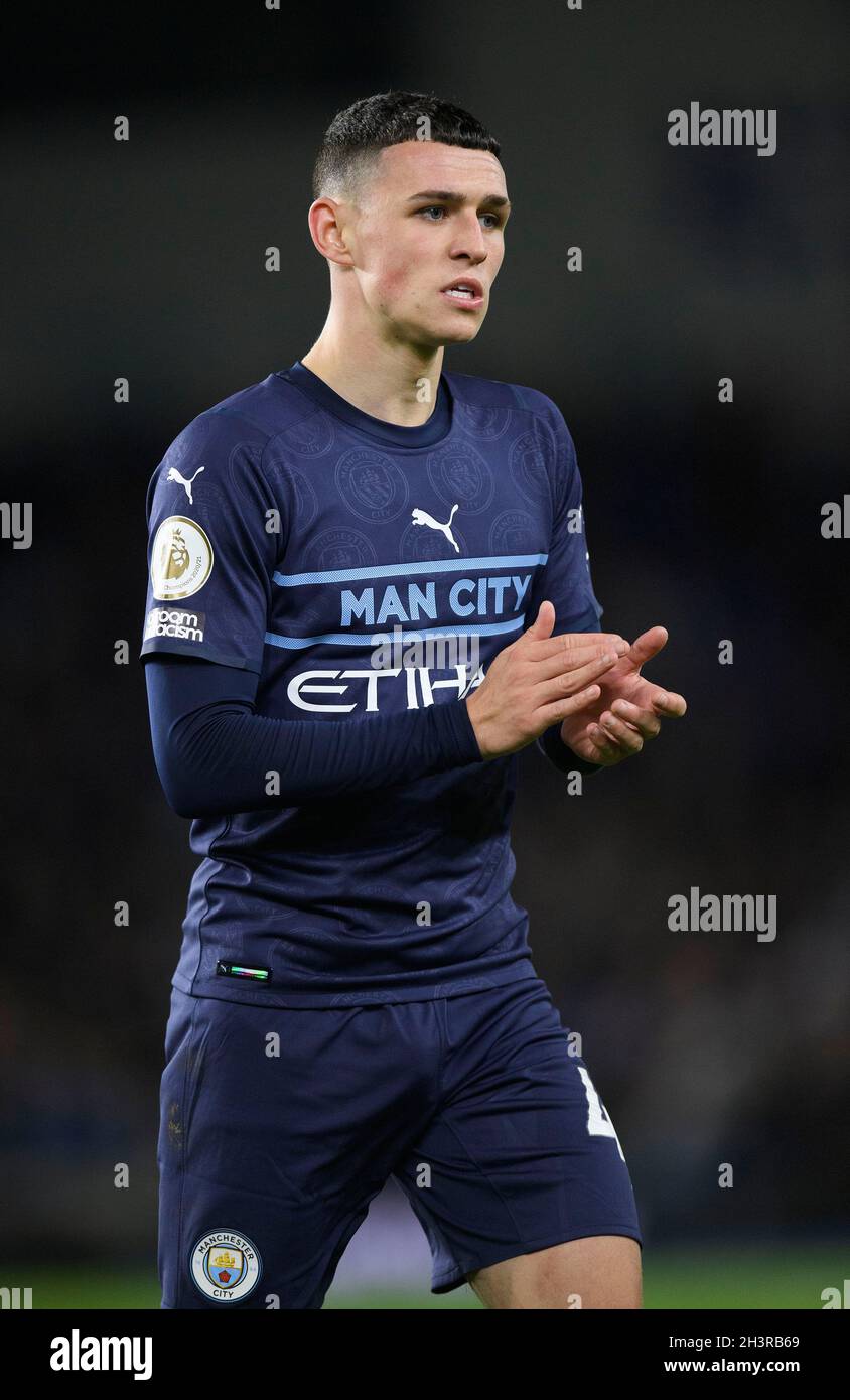 Manchester City's Phil Foden during the game at the Amex Stadium, Brighton. Picture Credit : © Mark Pain / Alamy Stock Photo